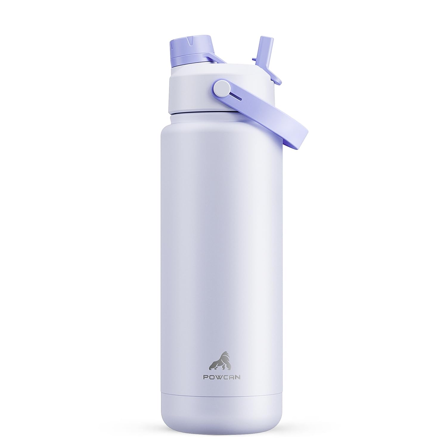 POWCAN 32 oz Lupine bottle shows rugged double-wall steel for cold hydration.