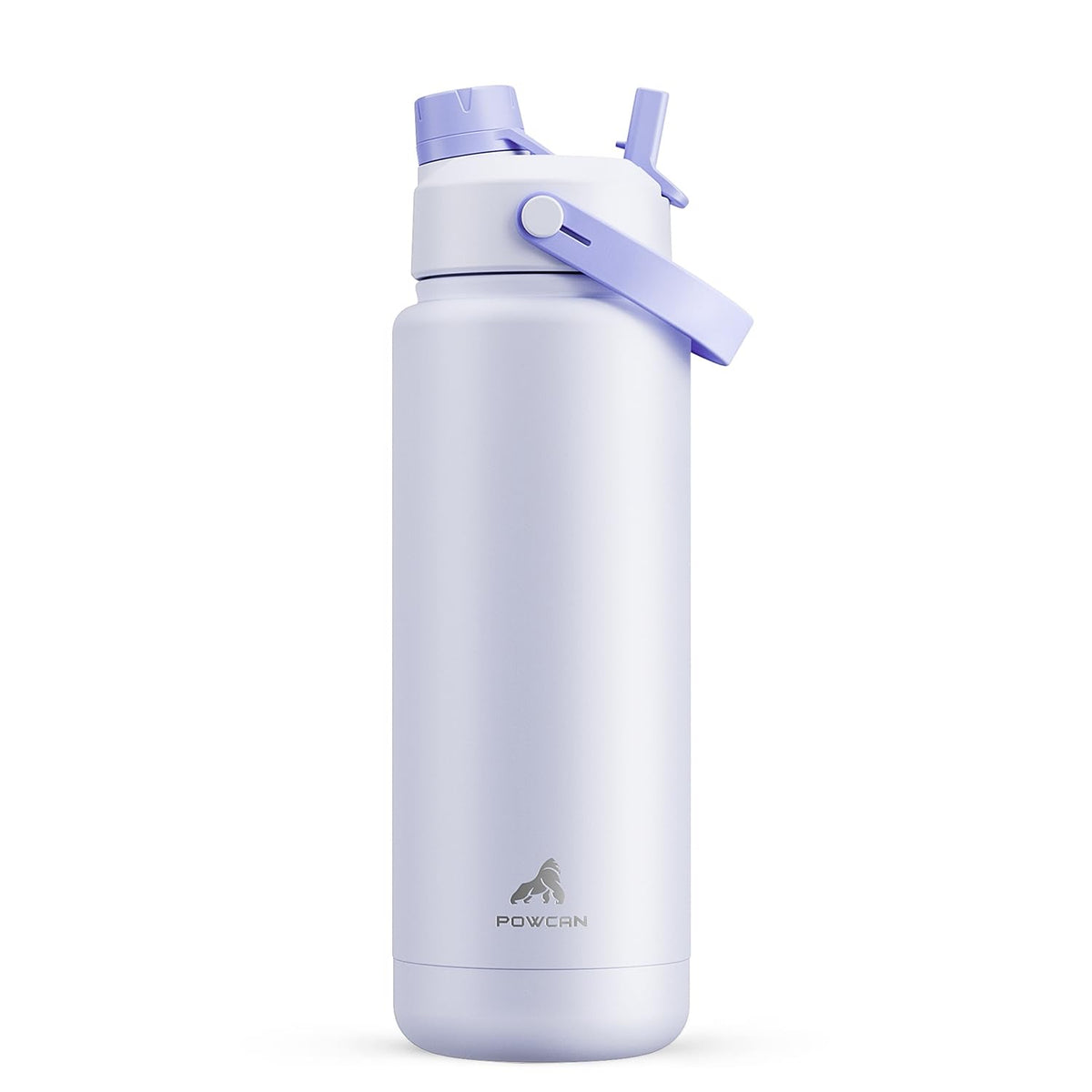 POWCAN 32 oz Lupine bottle shows rugged double-wall steel for cold hydration.