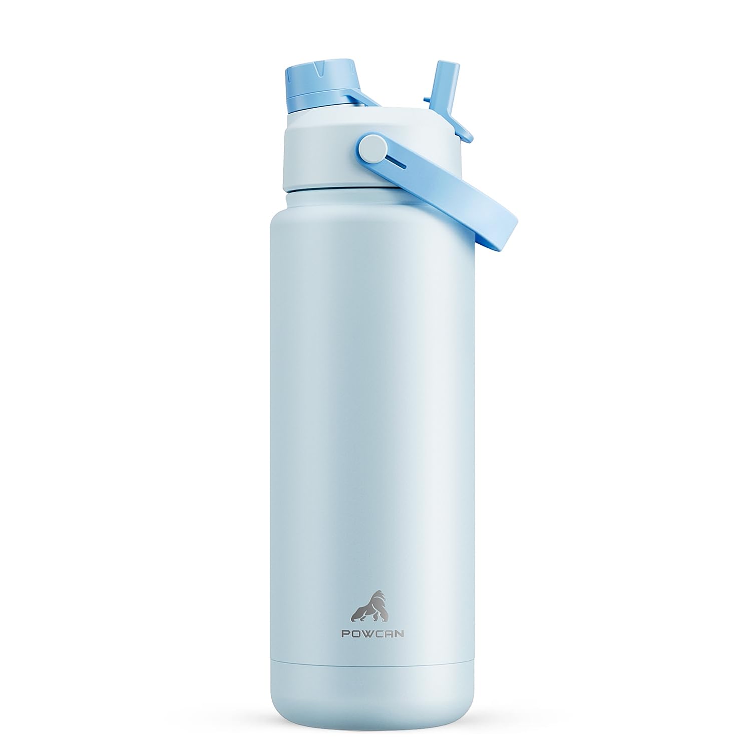 PowCan 32oz insulated bottle with sea breeze lid and straw for easy sipping