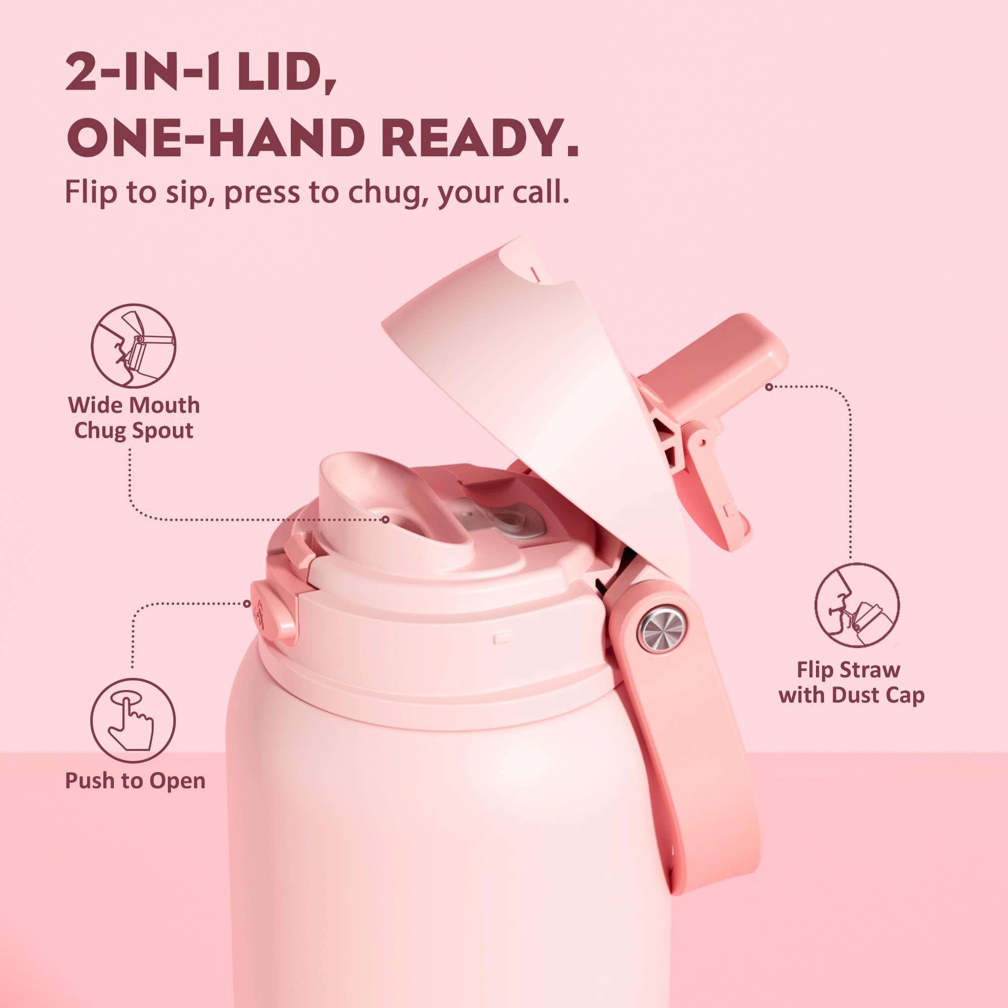 Powcan 40oz bottle with flip straw for casual sipping on the go.