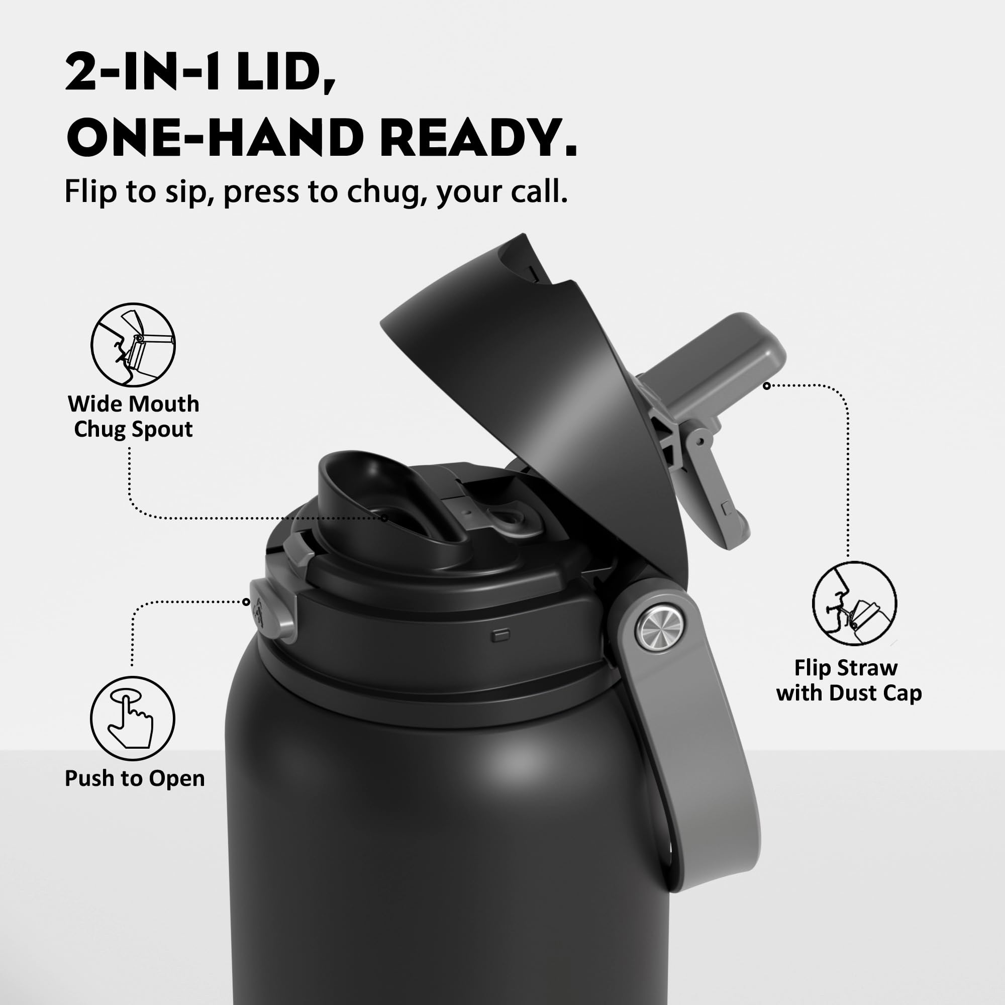 POWCAN bottle's quick-flip straw for casual sips during workouts