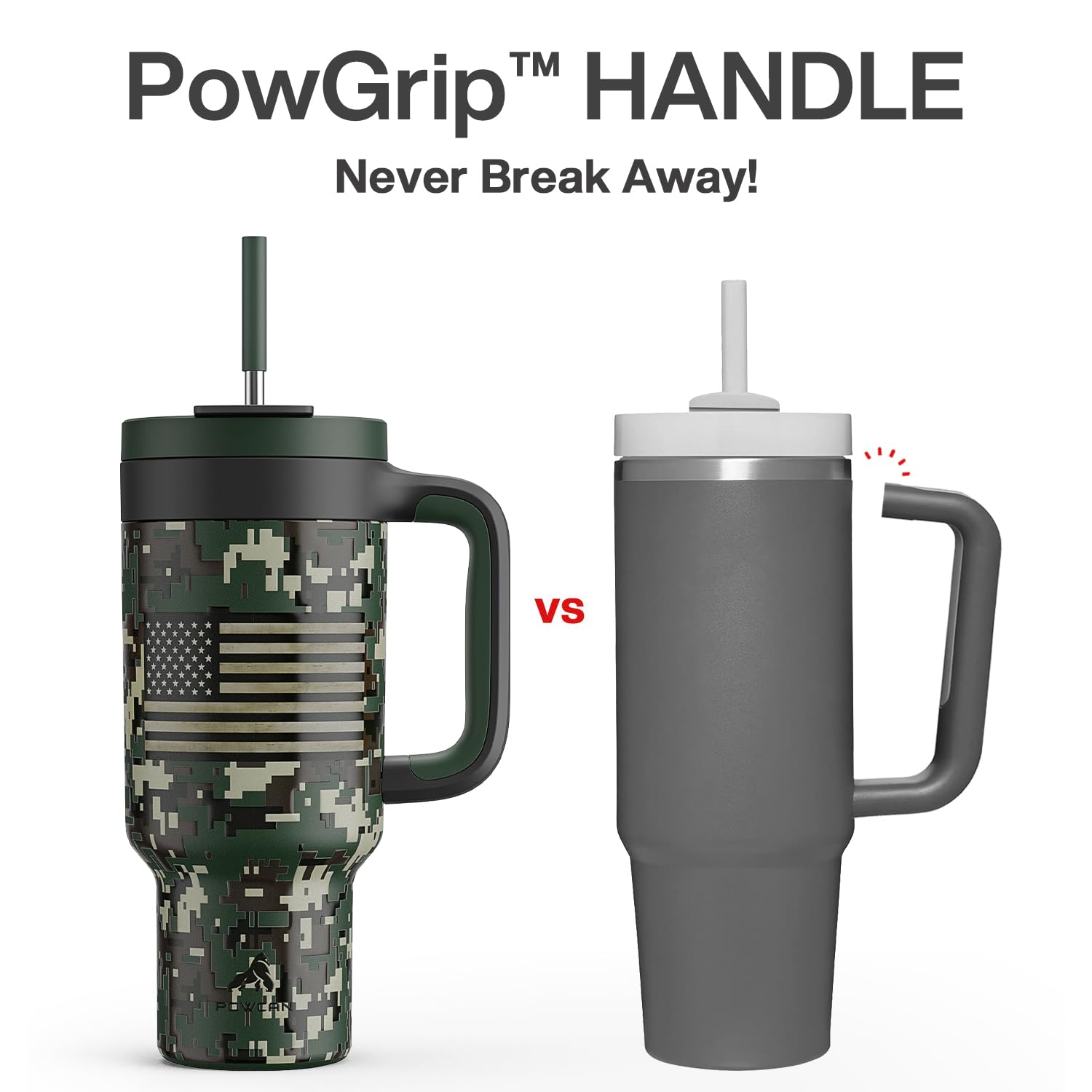Lid and straw assembly on the POWCAN tumbler shows versatile 2-in-1 sipping and leakproof options.