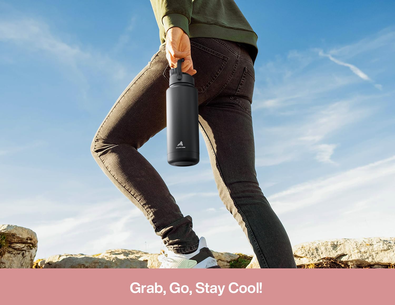 POWCAN 40oz insulated bottle durable travel companion for daily workouts.