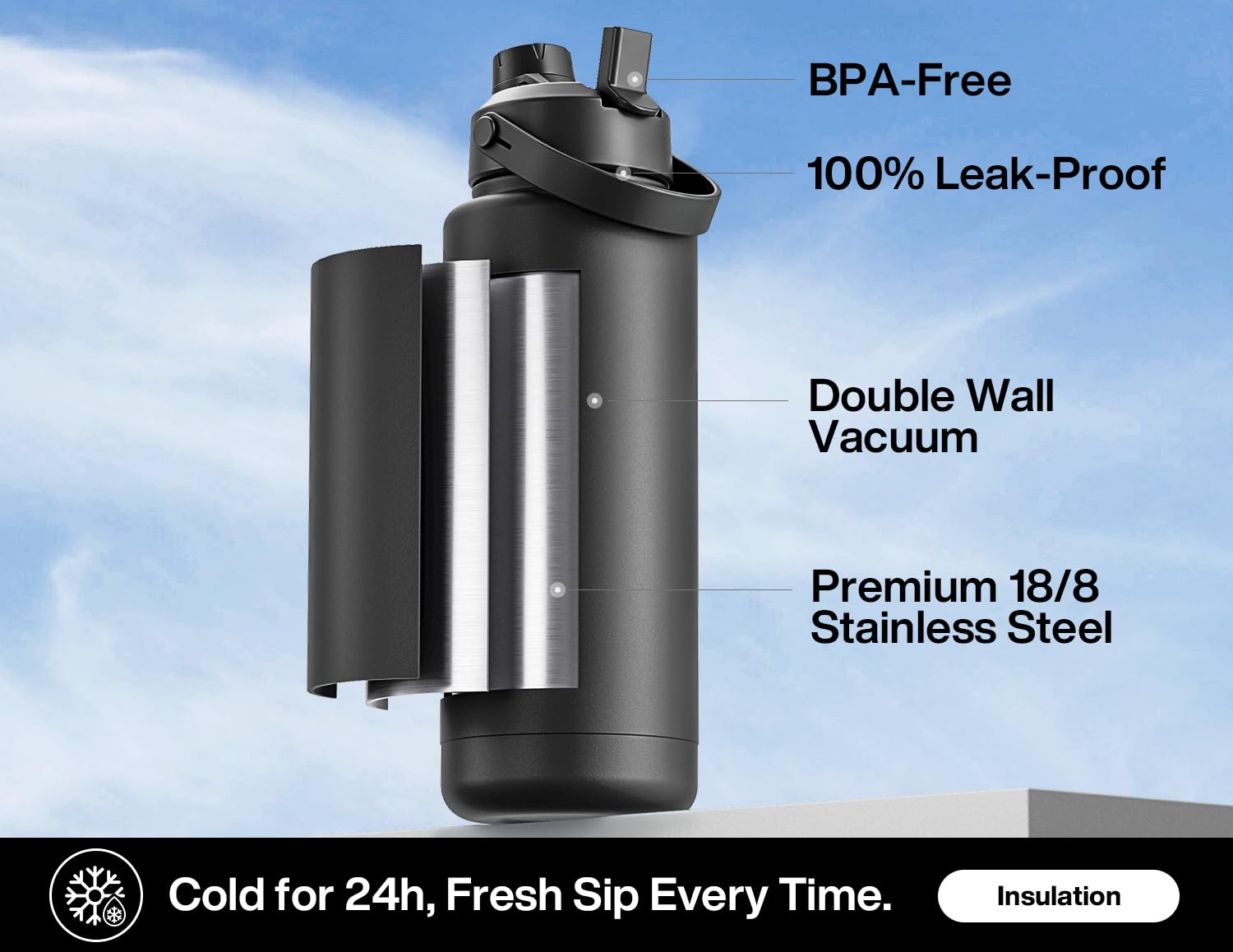 POWCAN 2-in-1 lid in action for sipping and pouring on the go