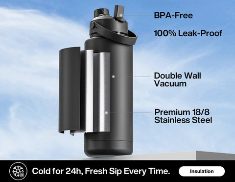 POWCAN 2-in-1 lid in action for sipping and pouring on the go