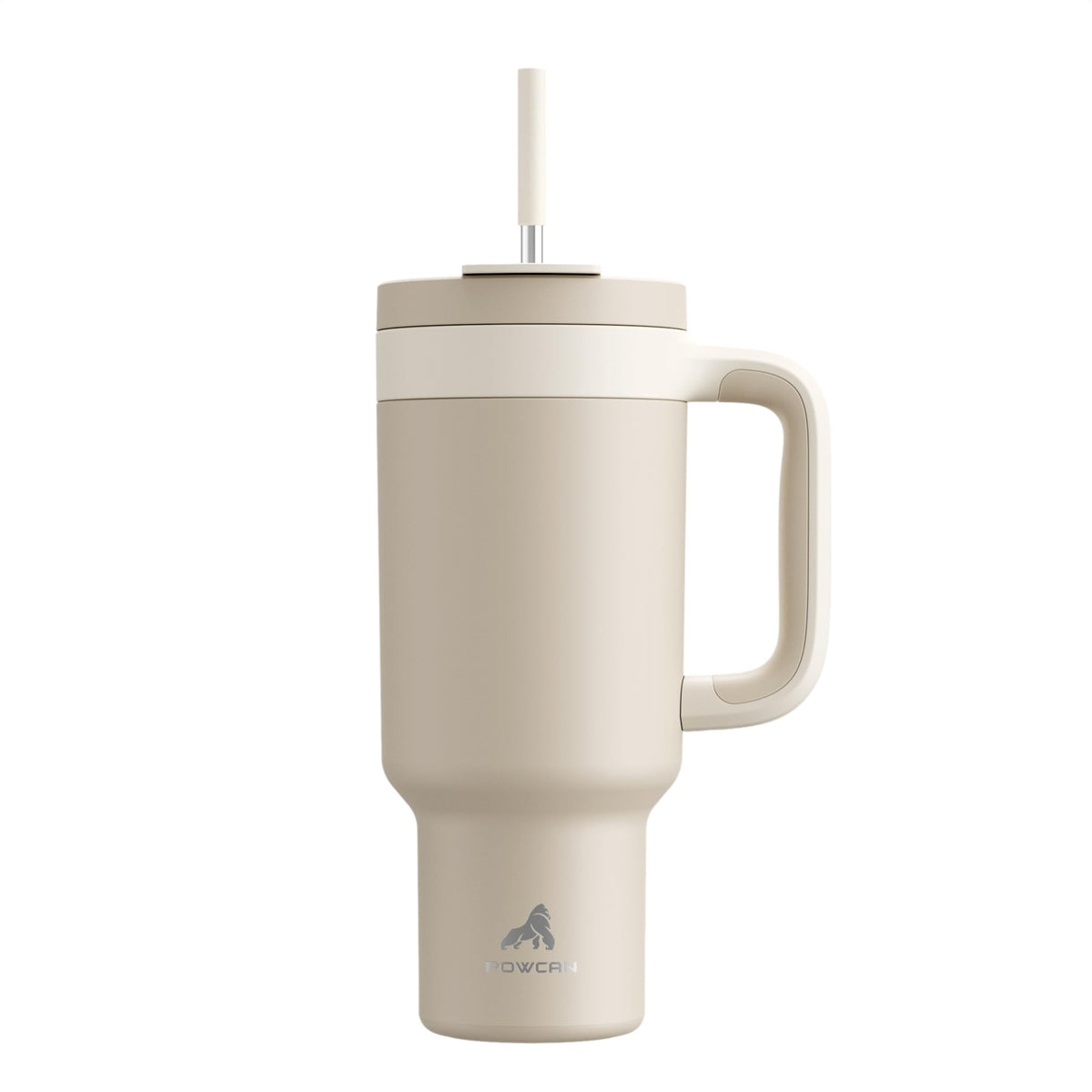 POWCAN 40 oz tumbler with handle offers rugged grip for outdoor adventures.