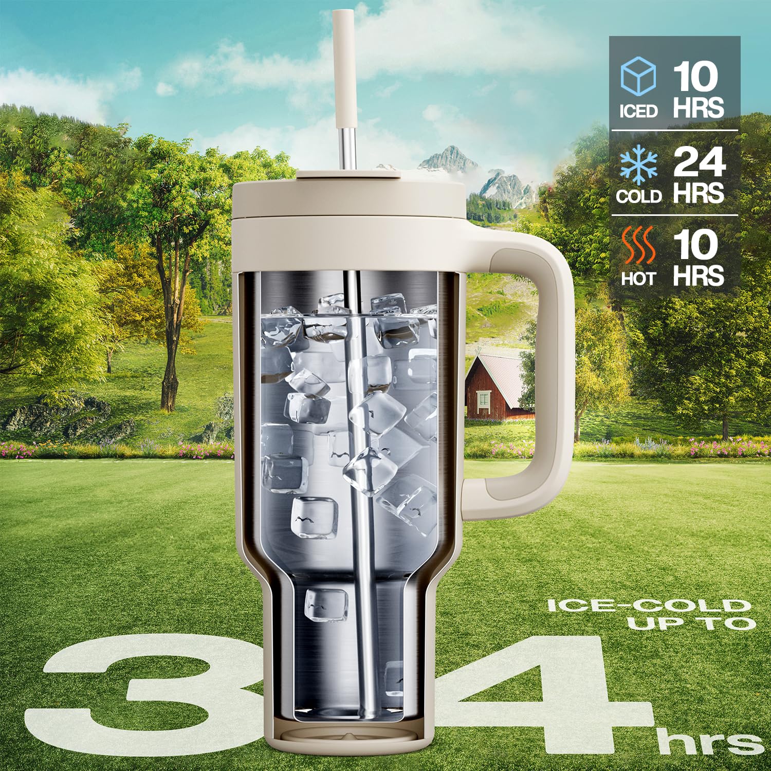 POWCAN lid with straw enables easy sipping and spill prevention.