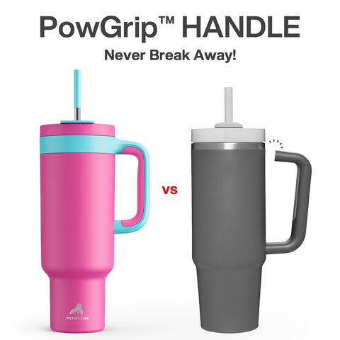 POWCAN 50 oz tumbler leakproof lid keeps drinks contained during commutes.