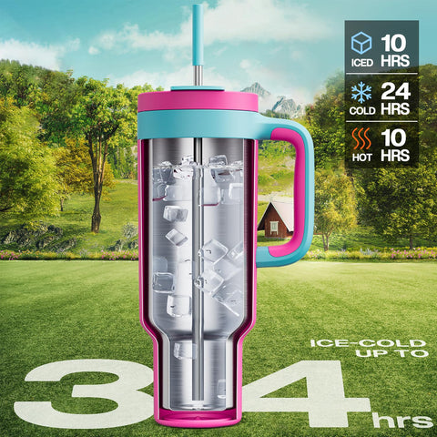 POWCAN 50 oz tumbler straw lid enables easy sipping on hikes.