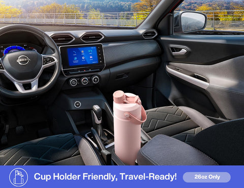 POWCAN bottle fits car cup holders for easy hydration during commutes.