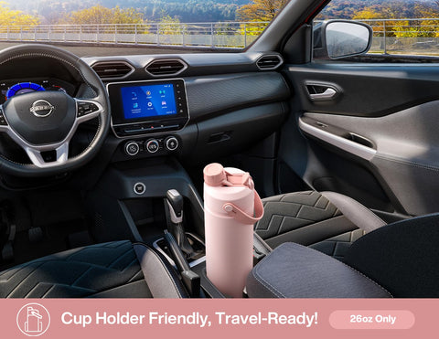 POWCAN bottle fits most car cup holders for easy road trips.
