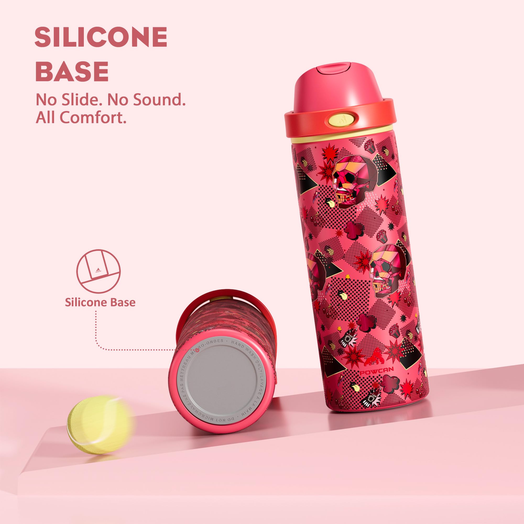 POWCAN BPA-free 18/8 stainless steel stands up to daily use.