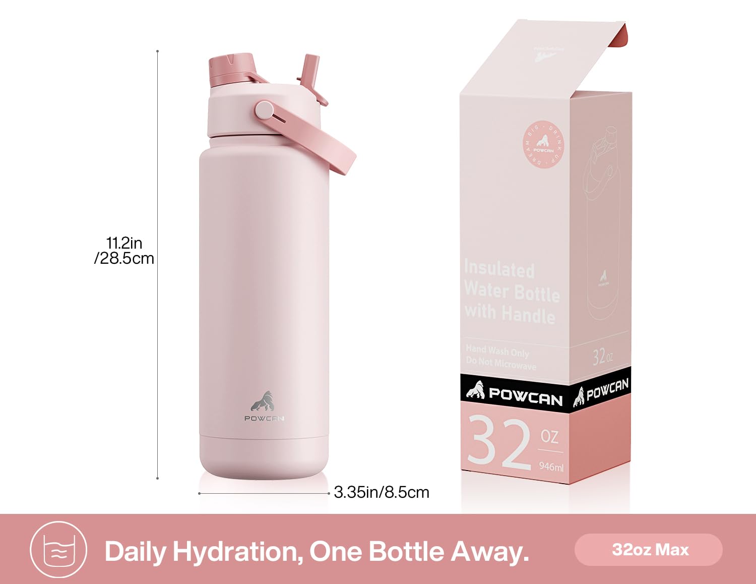 POWCAN BPA-free design ensures pure-tasting water with no aftertaste.
