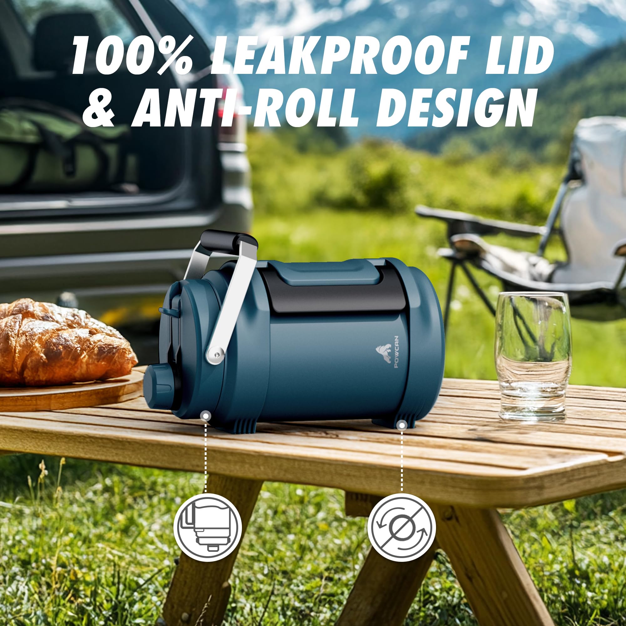 Powcan dual-handle design offers secure grip on rugged outdoor trips.