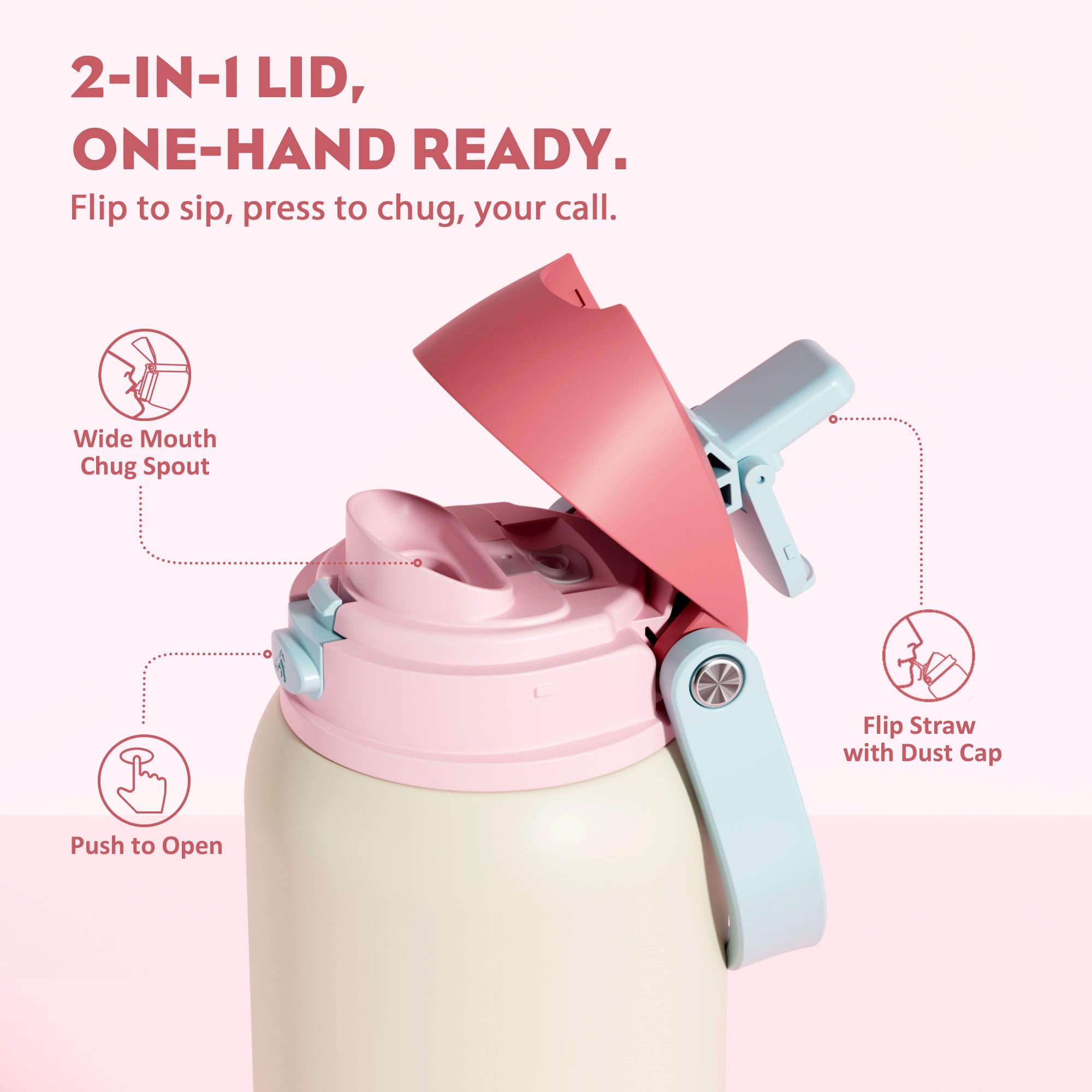POWCAN dual-style sipping lid for quick one-handed hydration