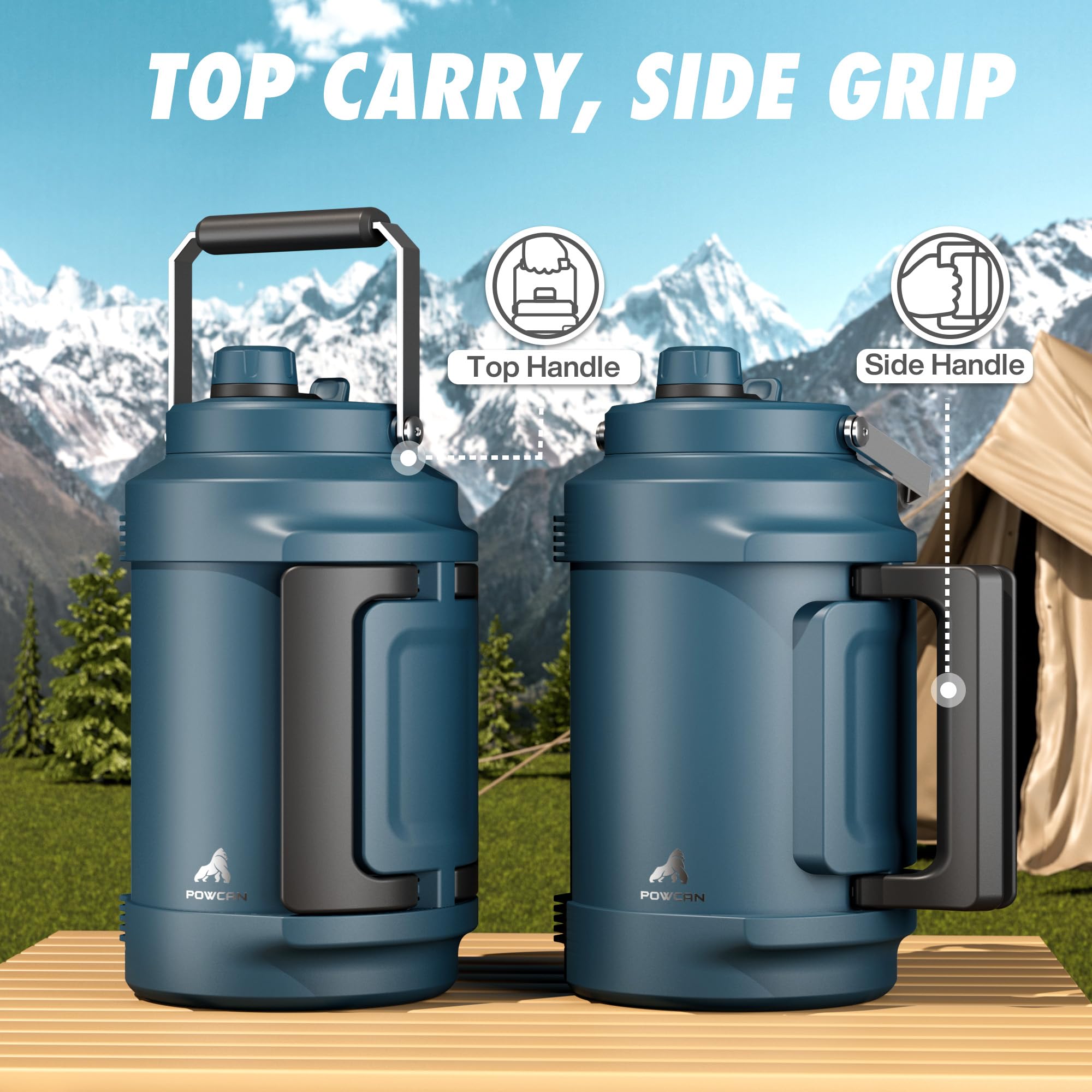 POWCAN gallon jug wide mouth simplifies filling and cleaning.