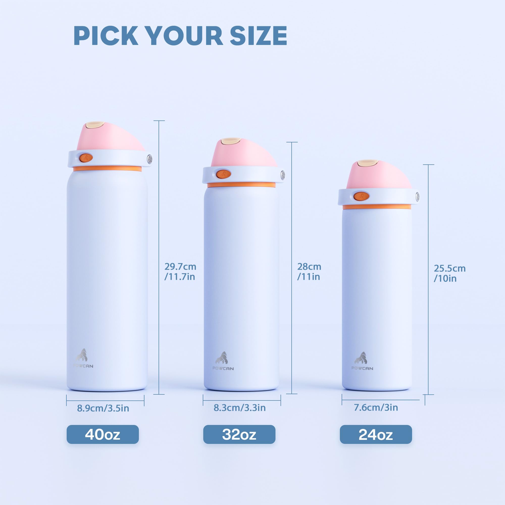 POWCAN lightweight bottle designed for car cup holders and backpacks