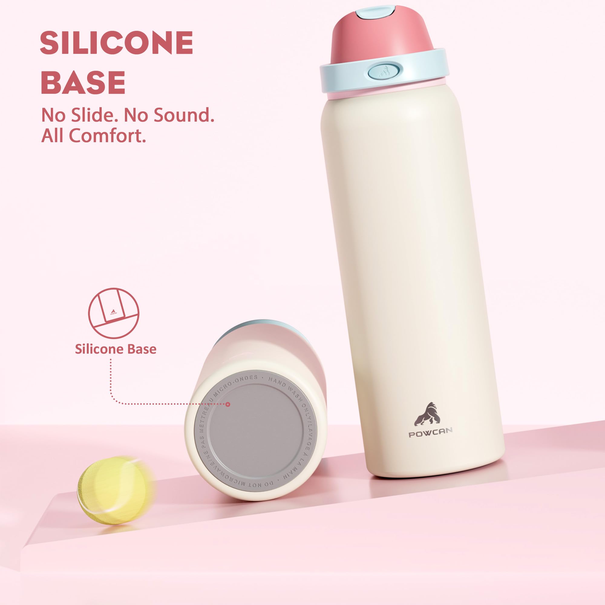 POWCAN stable silicone base prevents slips and clanks