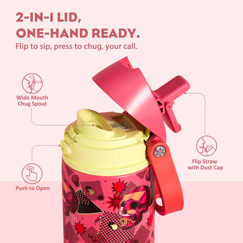 POWCAN 2-in-1 lid demonstrated for one-handed sipping and quick hydration.