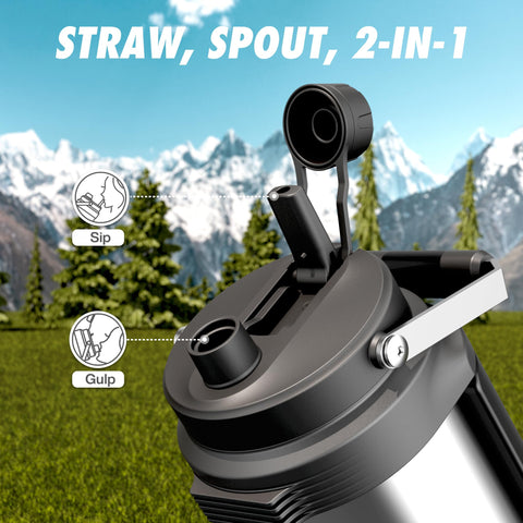 POWCAN bottle with flip-up top handle for quick access during workouts