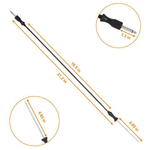 Poweka meat probe inserted into thick meat during cooking