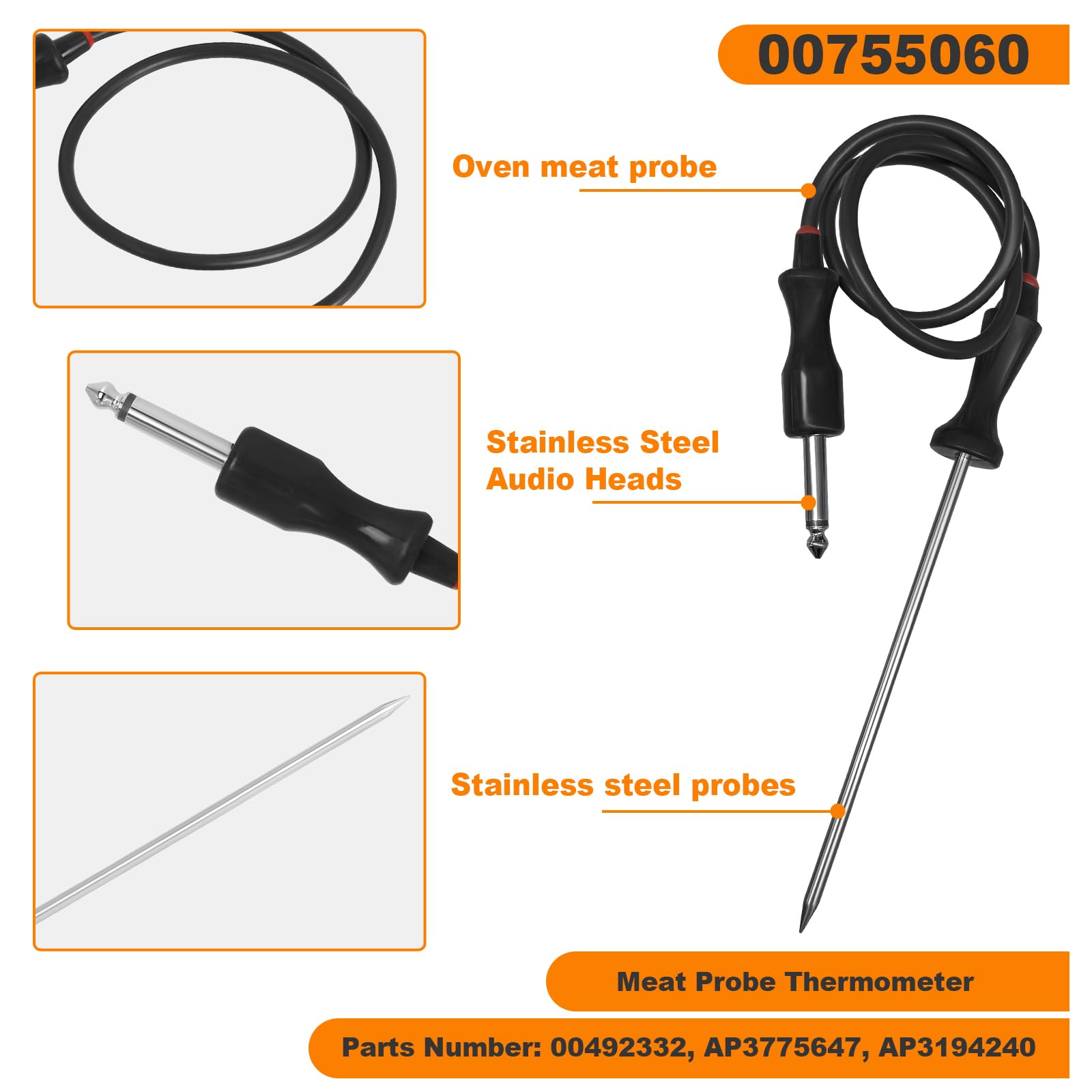 Poweka meat probe in oven with cable connected to control panel