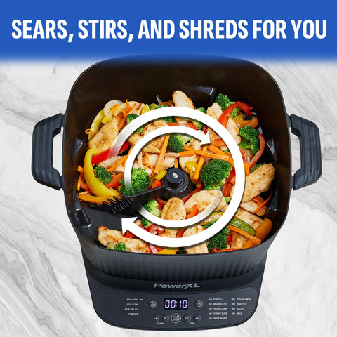 PowerXL StirMax Deluxe 7.5-quart capacity for family meals.
