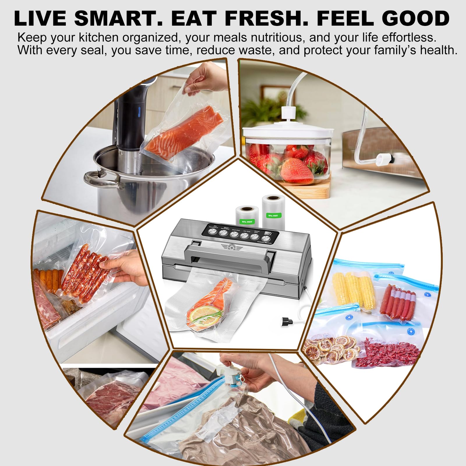 Powot Vacuum Sealer marinate mode for external vacuuming and flavoring.
