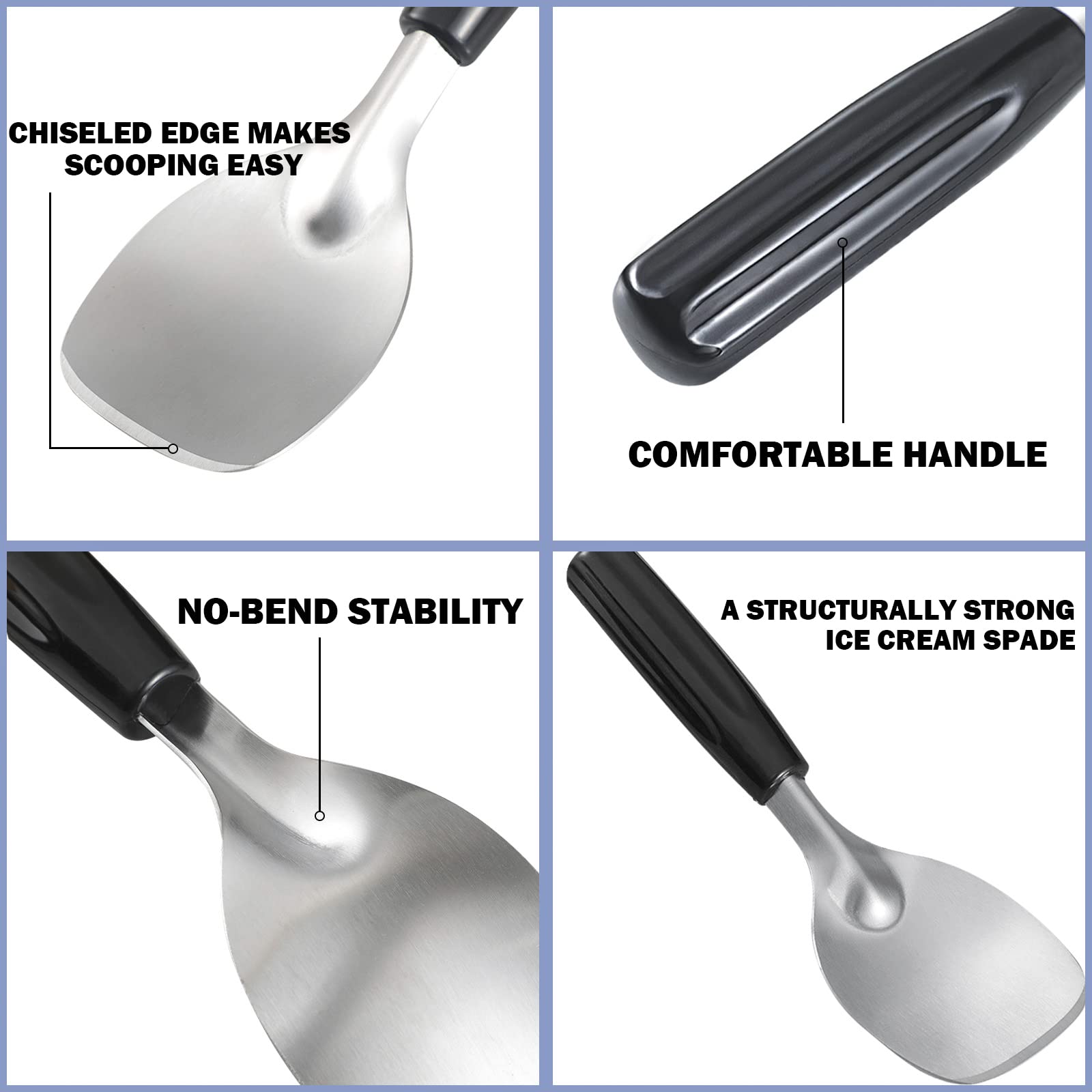 POWSHELF flat-edge ice cream spade design shown in use