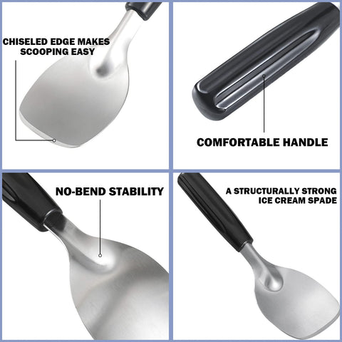 POWSHELF flat-edge ice cream spade design shown in use
