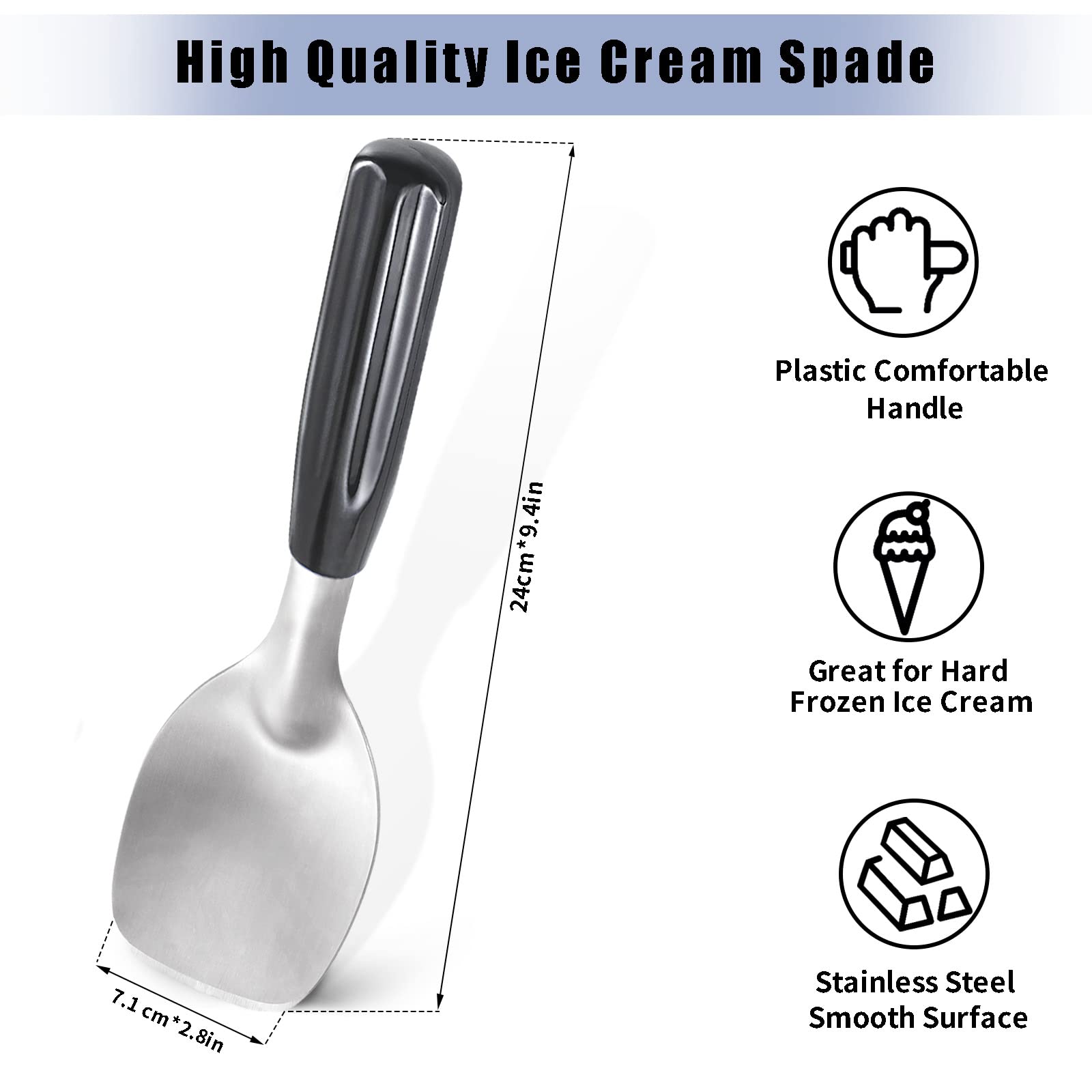 POWSHELF stainless steel ice cream spade head resists bending