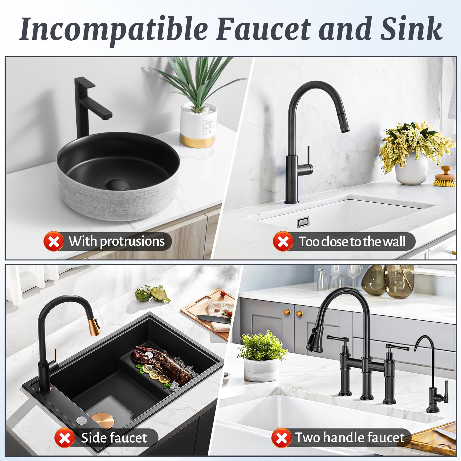 PoYang 7° slope drains water away from the faucet base.