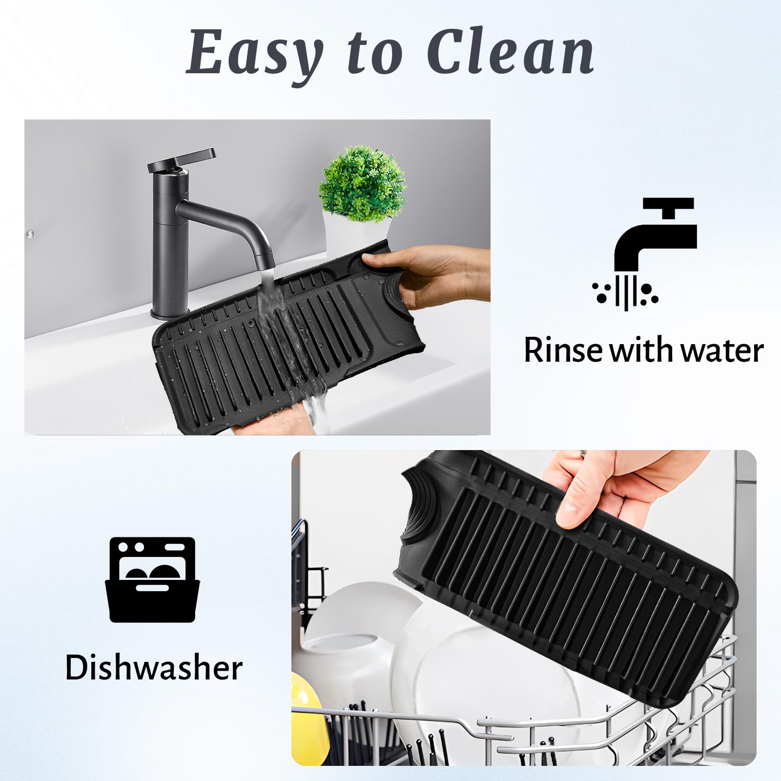 PoYang black silicone mat keeps sponges tidy and accessible.