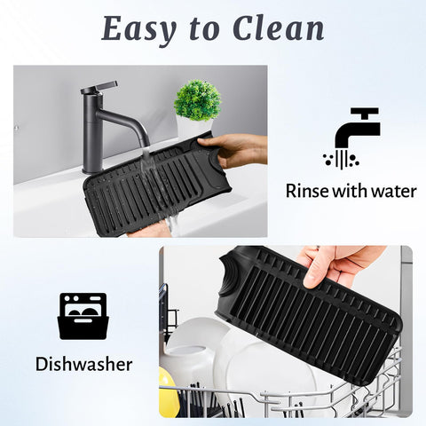 PoYang black silicone mat keeps sponges tidy and accessible.