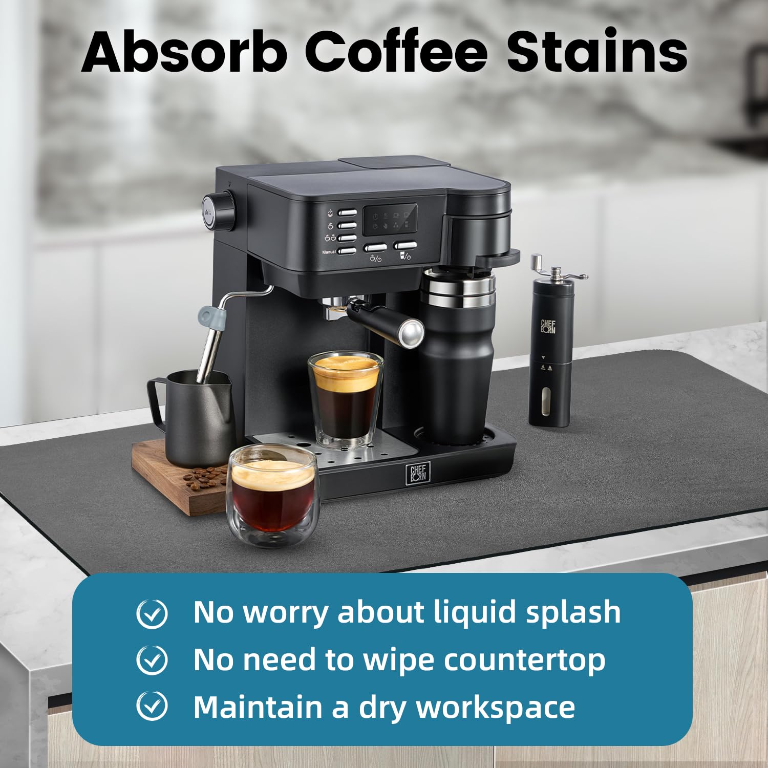 PoYang coffee mat gray design complements modern kitchens