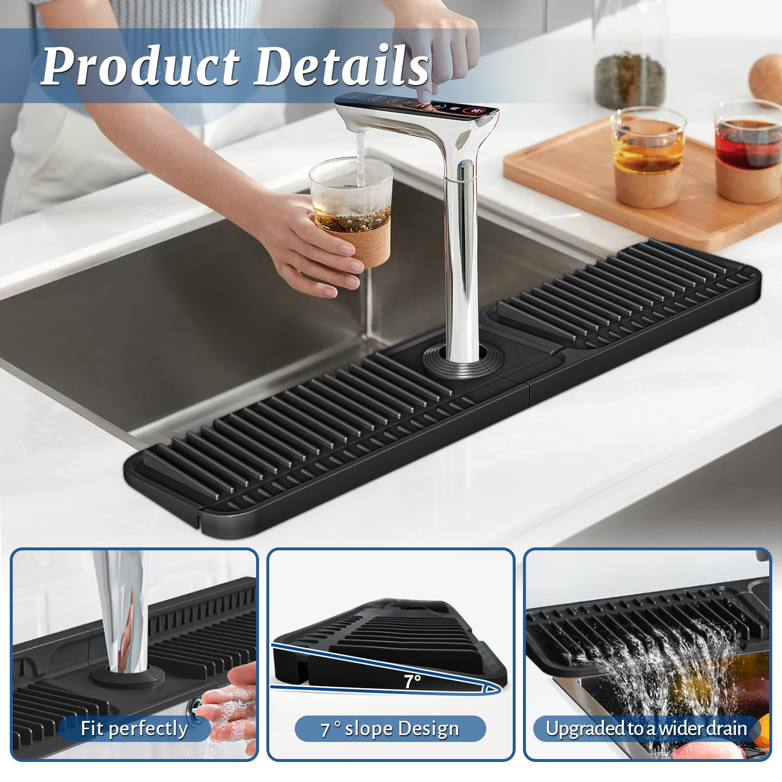 PoYang cuttable hole design accommodates different faucet bases.