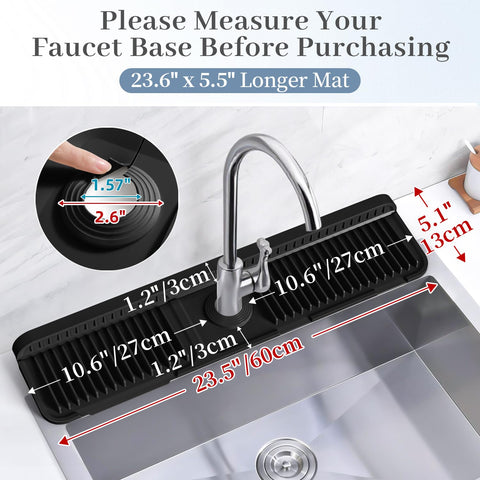 PoYang faucet mat with snap button stays securely in place.