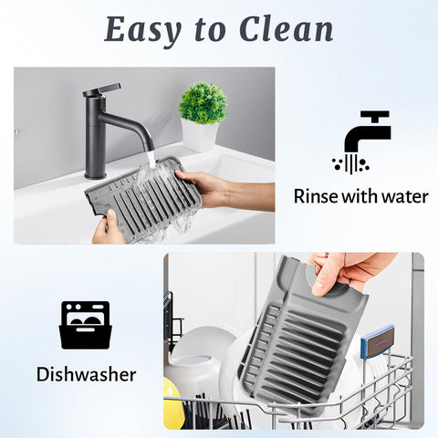 PoYang grey silicone protector blends with kitchen aesthetics.
