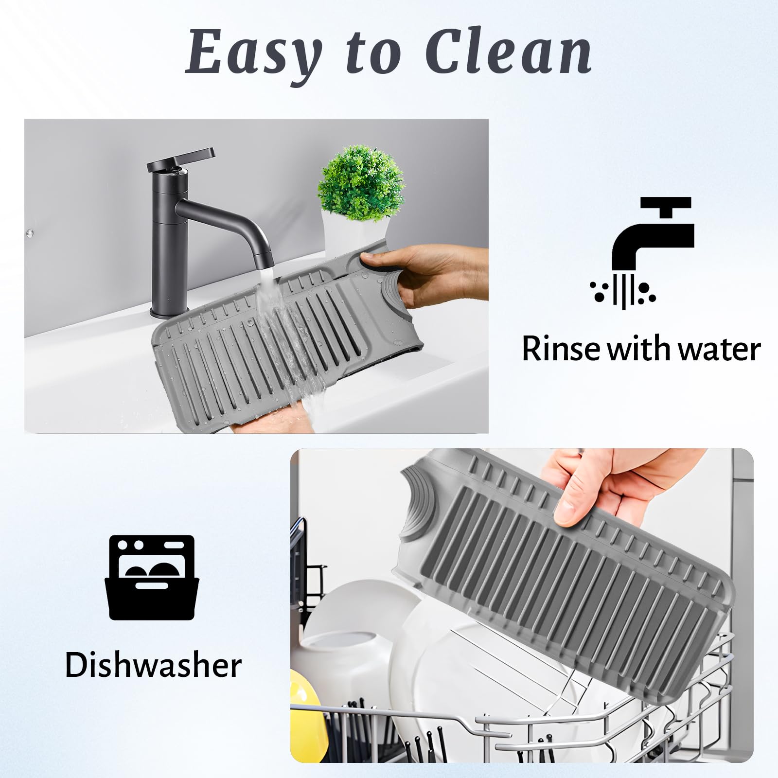PoYang grey sink mat keeps countertops cleaner while you work