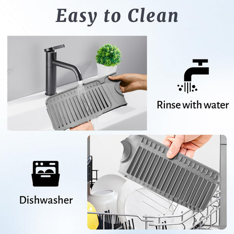 PoYang grey sink mat keeps countertops cleaner while you work
