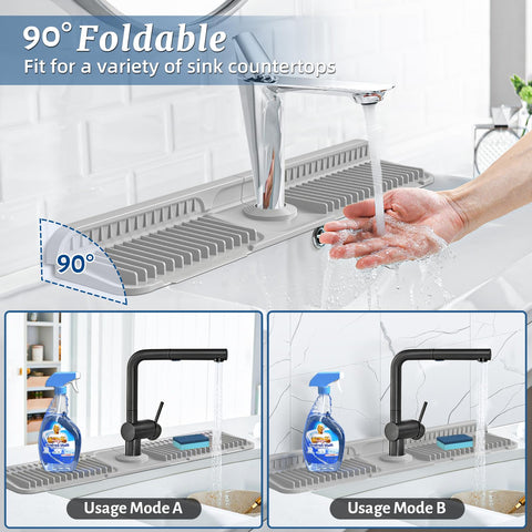 PoYang silicone sink mat keeps countertops dry by catching drips and splashes.