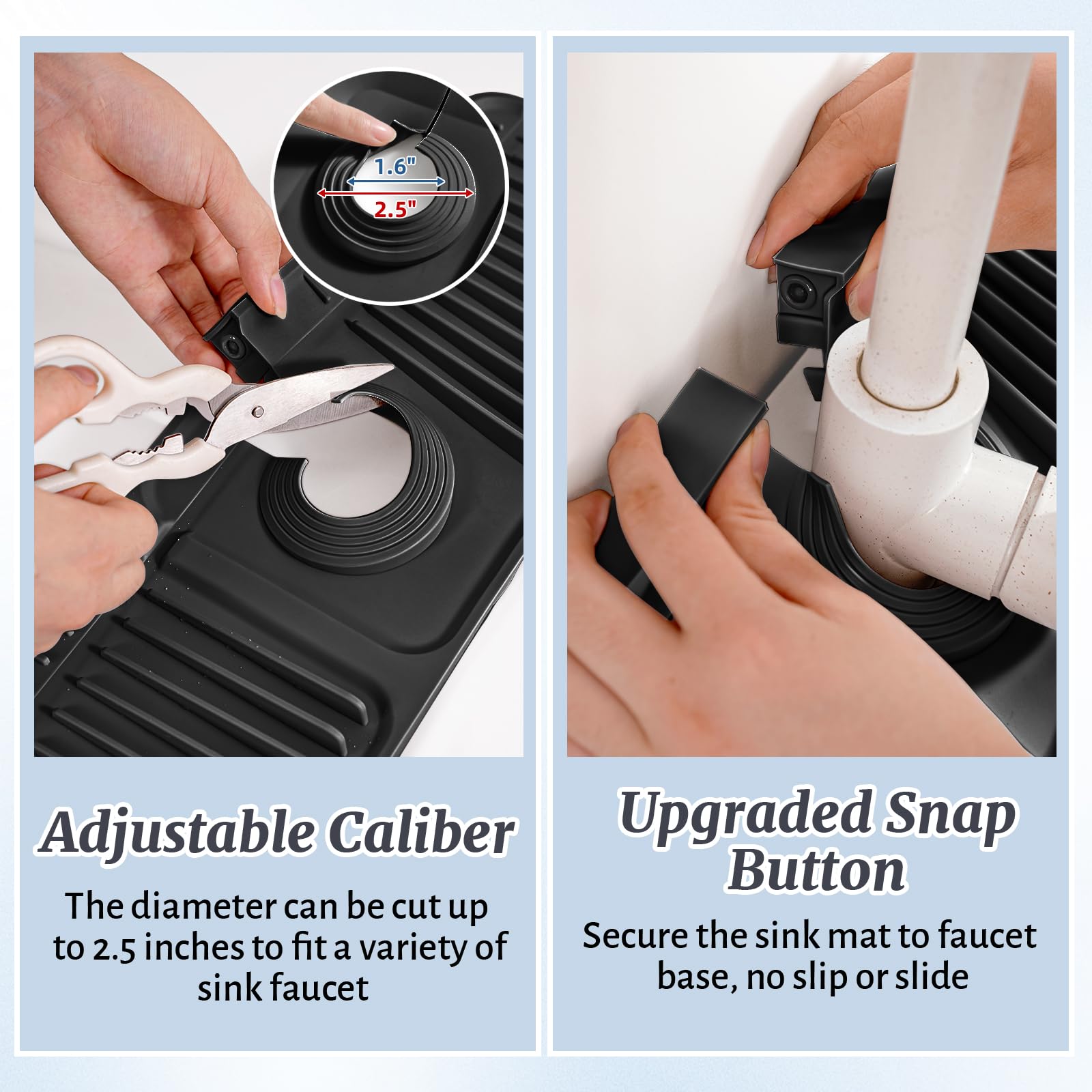 PoYang sink mat doubles as sponge and dispenser organizer.