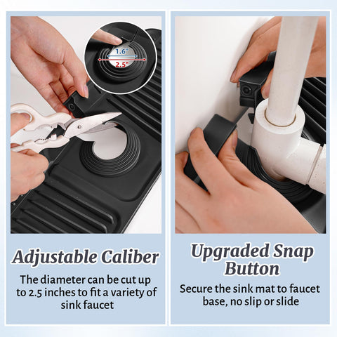 PoYang sink mat doubles as sponge and dispenser organizer.