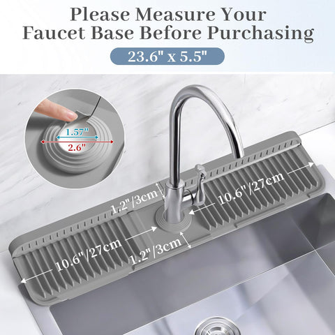 PoYang faucet mat with snap button stays firmly in place during use