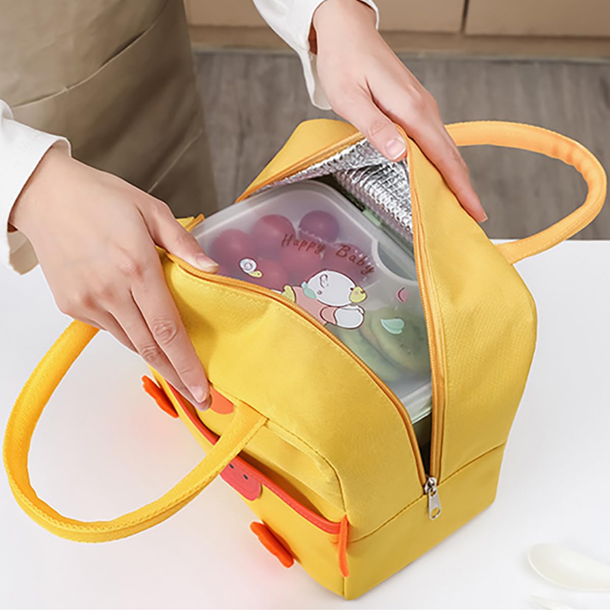 POYIPI waterproof lunch bag with easy-clean aluminum lining