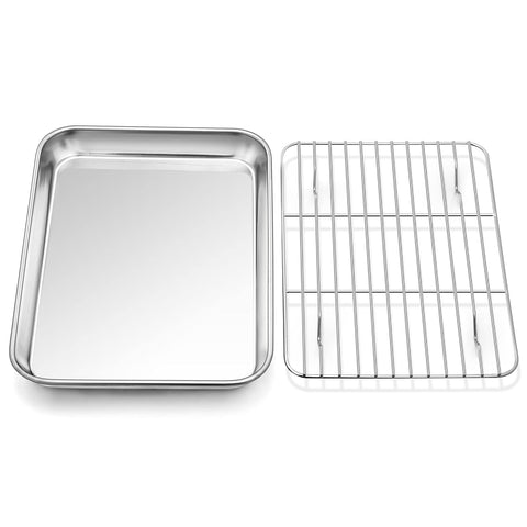 P&P CHEF 10.4-inch baking pan with rack assembly for even roasting