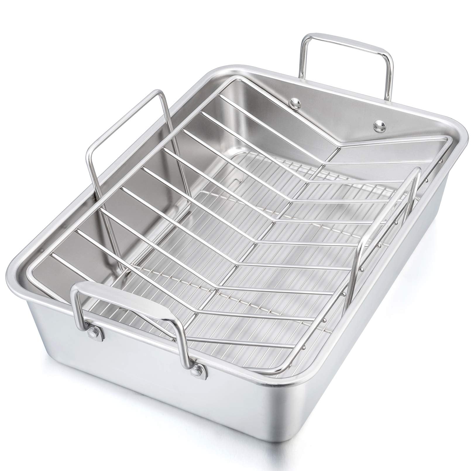 P&P CHEF 16 inch roaster pan with baking rack for even browning of roasts