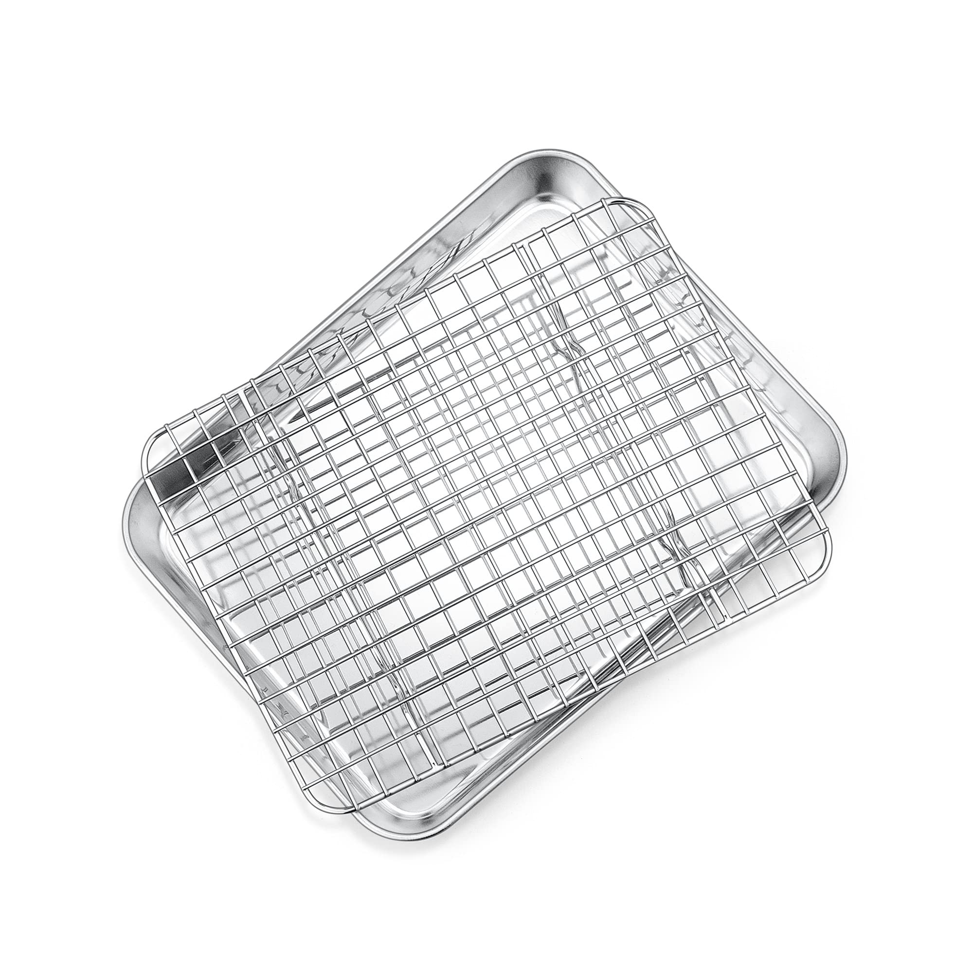 P&P CHEF 9-Inch toaster oven pan with rack for even baking and easy cleanup.