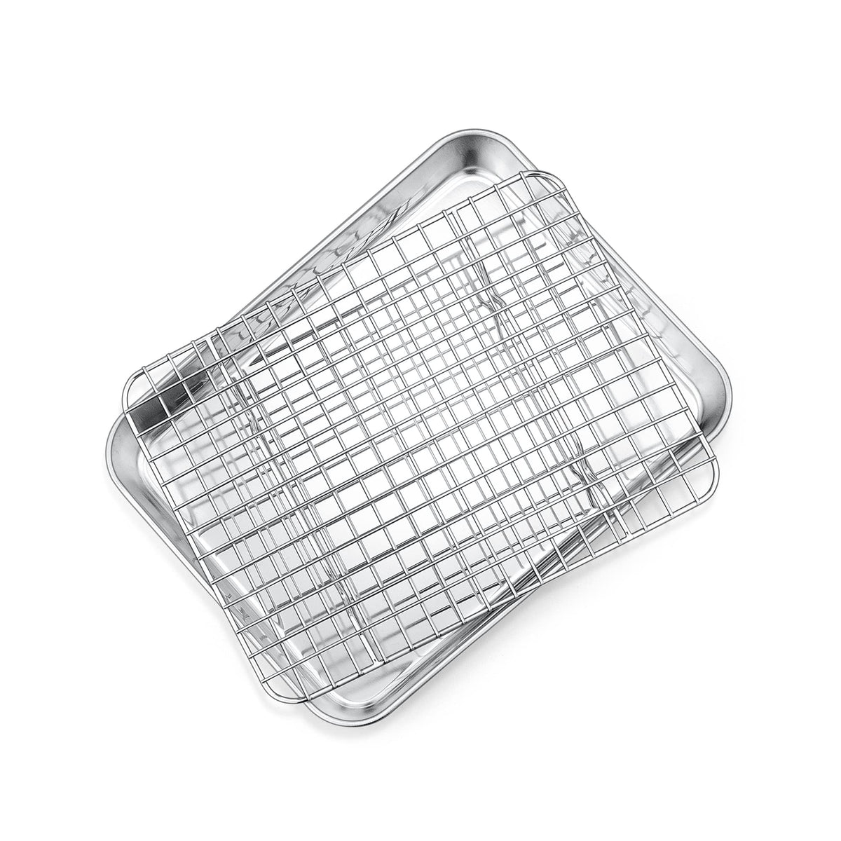 P&P CHEF 9-Inch toaster oven pan with rack for even baking and easy cleanup.