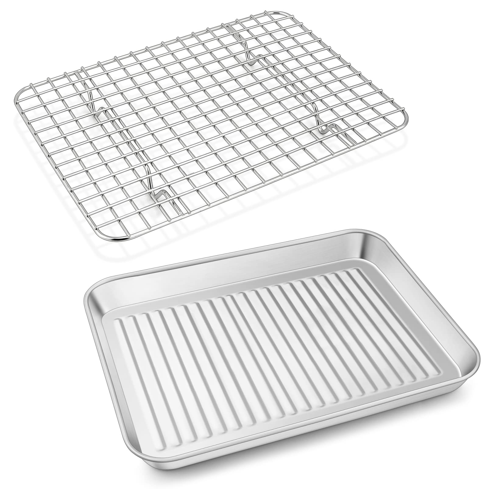 PP CHEF baking pan with wire rack for even roasting and cooling.